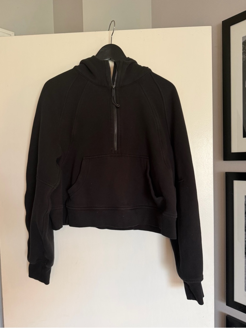Lululemon Oversized Cropped Scuba 1/2 Zip Hoodie Black Size Medium/Large - Picture 8 of 9